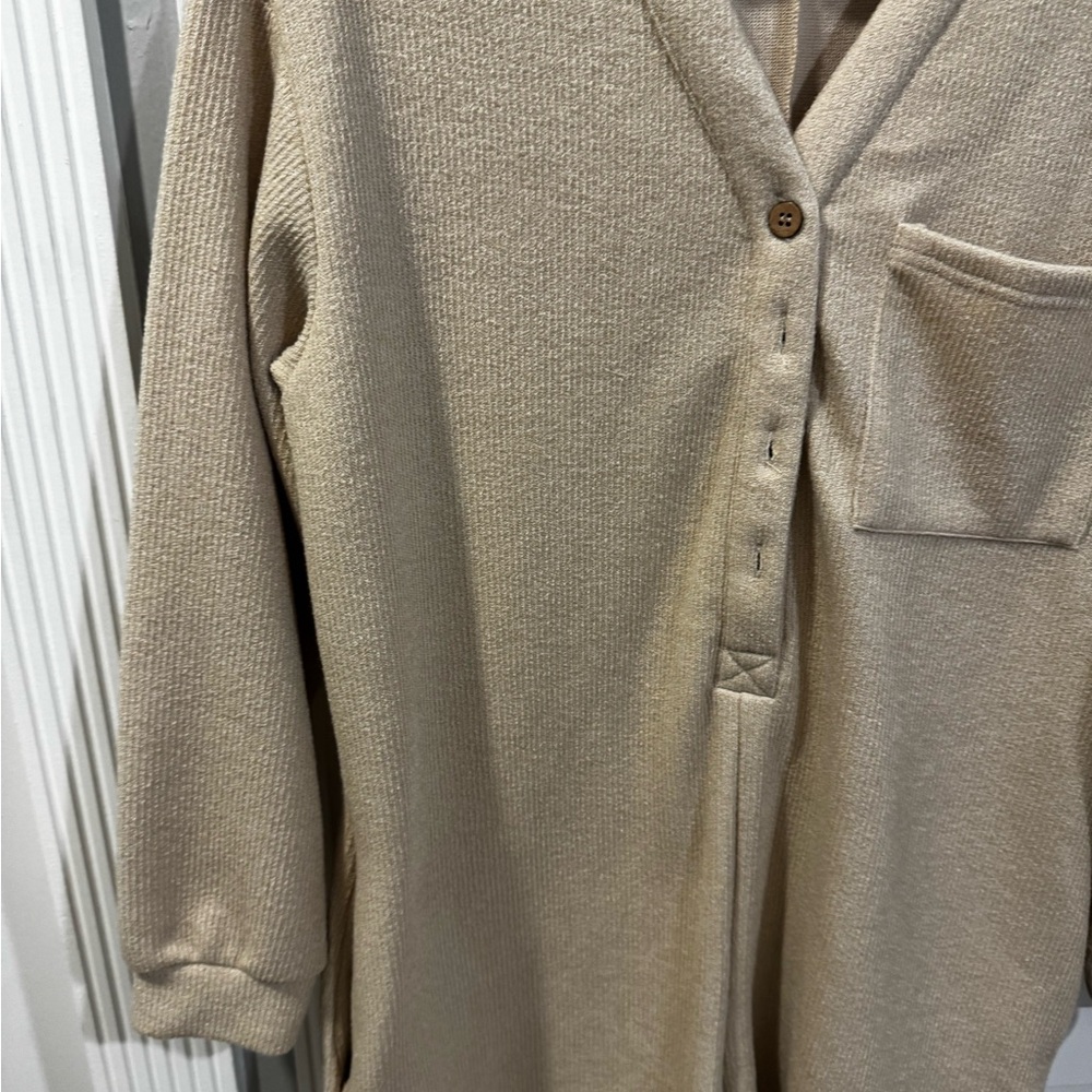 Tan Button-Up romper - Picture 3 of 4